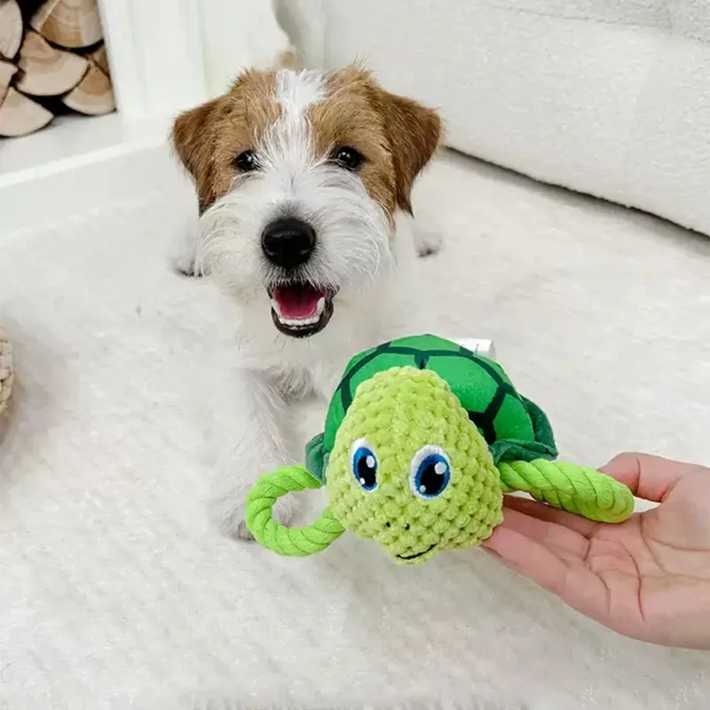 2024 New Bite Resistant Dog Squeak Toy Squeaking Dog Shark Toys Chewing Turtle Fish Pet Puppy Chew Toy Plush Dog Accessories