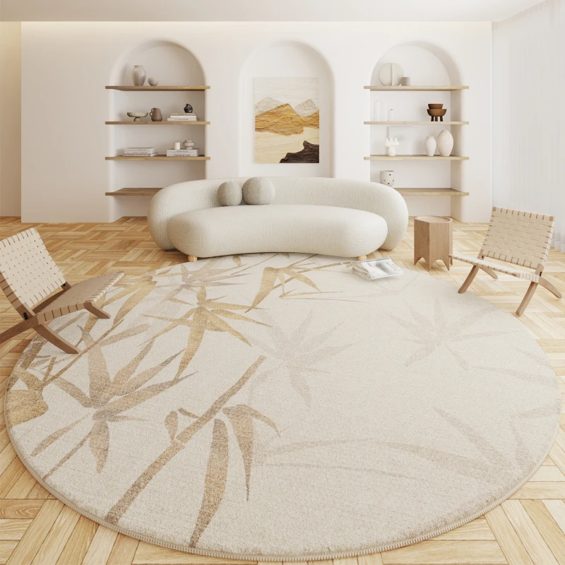 Cream Style Living Room Decoration Round Carpet Light Luxury Rugs for Bedroom Fluffy Soft Study Rug Thick Plush Lounge Floor Mat 2