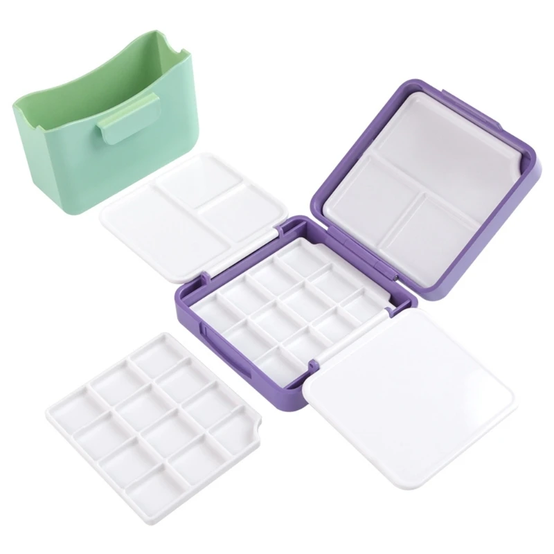 Watercolor Paint Paint Brush Washer 12 Well Folding Case Portable Acrylics Box