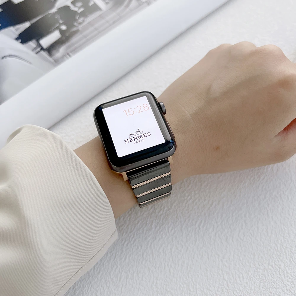 Metal Band for Apple Watch Ceramic Strap 45mm 41mm 49mm 44 40mm 42 38mm Belt Bracelet Wristband for iWatch Series Ultra 876543SE