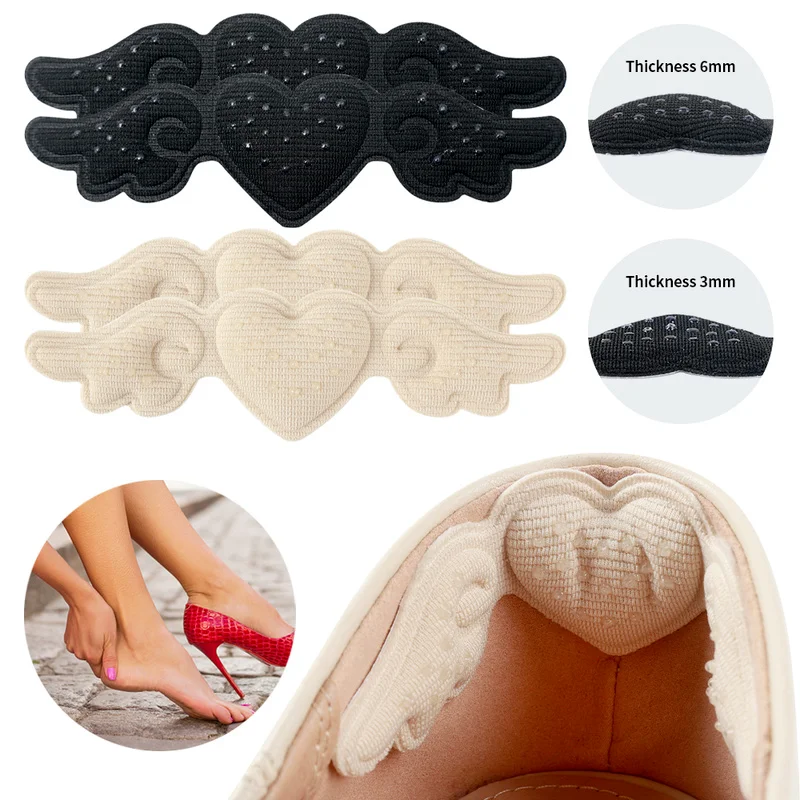 

Women Insoles Heart Wings Sponge Back Heel Protector Stickers Heel Liner Insoles Pain Relief Foot Care Cushion Follow-up Post