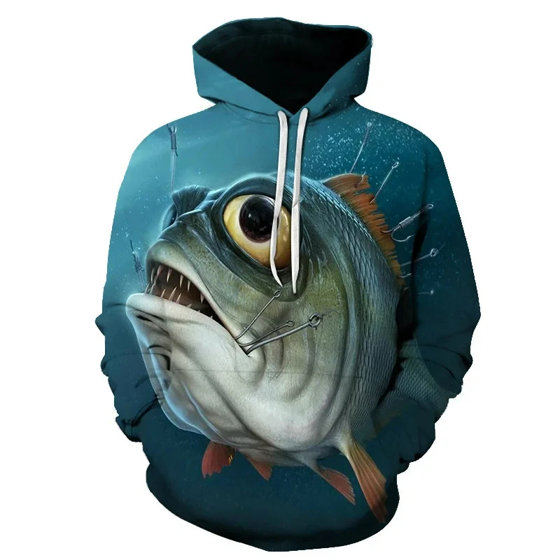 Men’s Fishing Pattern 3D Printed Hoodie