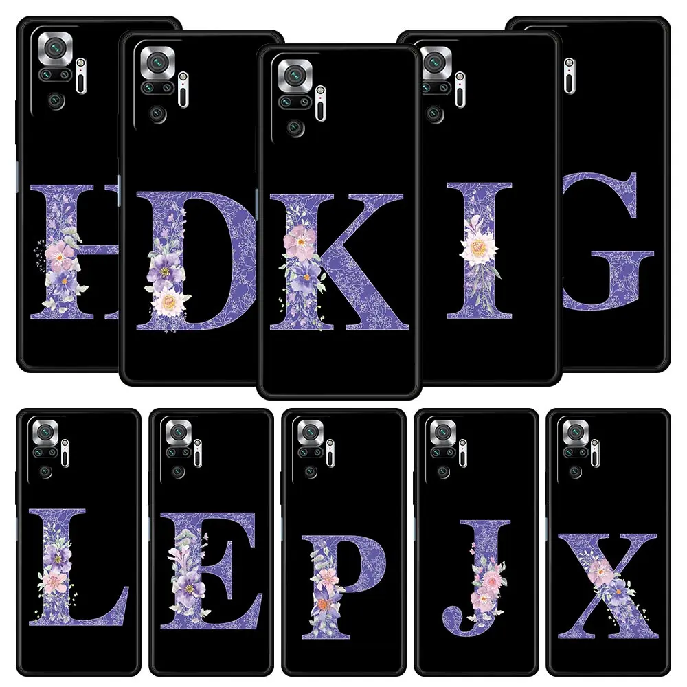 Elegant Retro Purple Flower Initials Phone Case