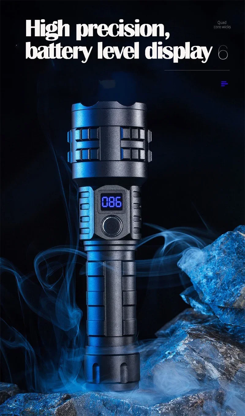 Description Picture 2 of itemWhite Laser Super Powerful Flashlight Zoomable Aluminum Alloy Body Rechargeable Light High Power LED Flashlight Tactical Lan