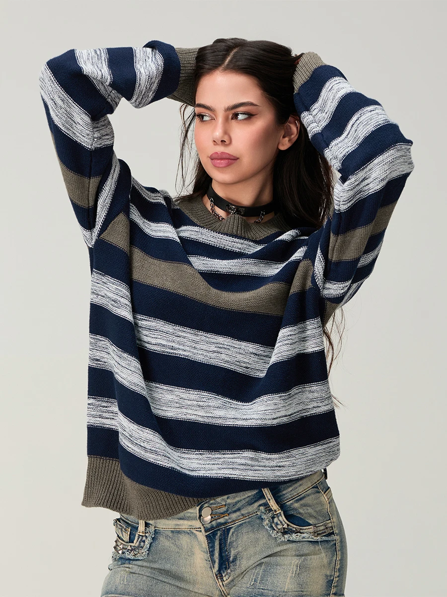 Women s Cozy Cable Knit Sweater Long Sleeve V-Neck Pullover Loose Fit Casual Knitwear Autumn Winter Fashion Streetwear