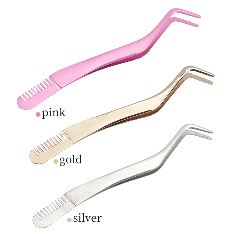 1 Pc Eyelash Comb Tweezers Stainless Steel Anti-Static Non-Magnetic Professional Pincet Lashes Extension Tweezers Makeup Tools 2