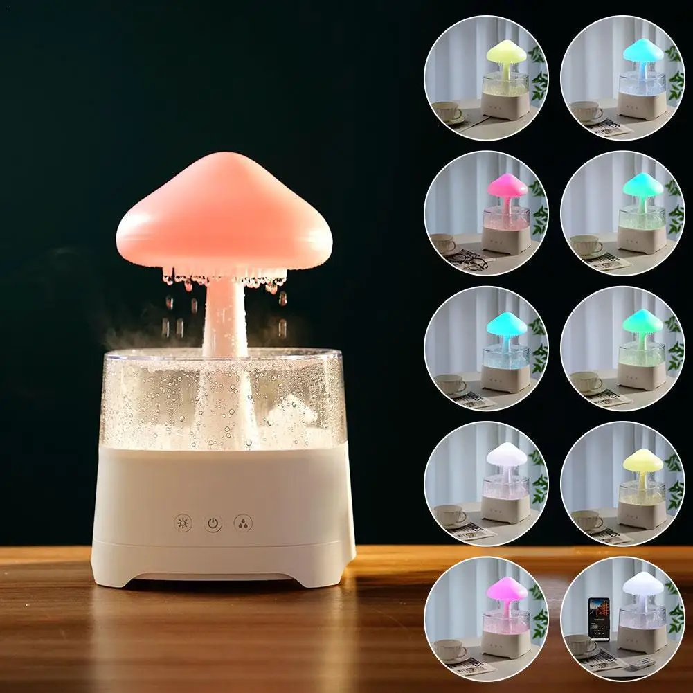 

Smart BT Speaker Humidifier Water Drop Rain Cloud 7 Color Led Night Light Mini Aroma Diffuser Aromatherapy Bluetooth Humidifier