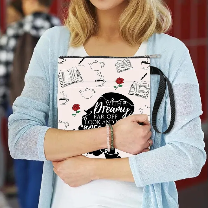 1pc Book Sleeves Rose Book Protector Coffee Covers for Paperbacks Washable Fabric Cloth Cover with Zipper and Extra