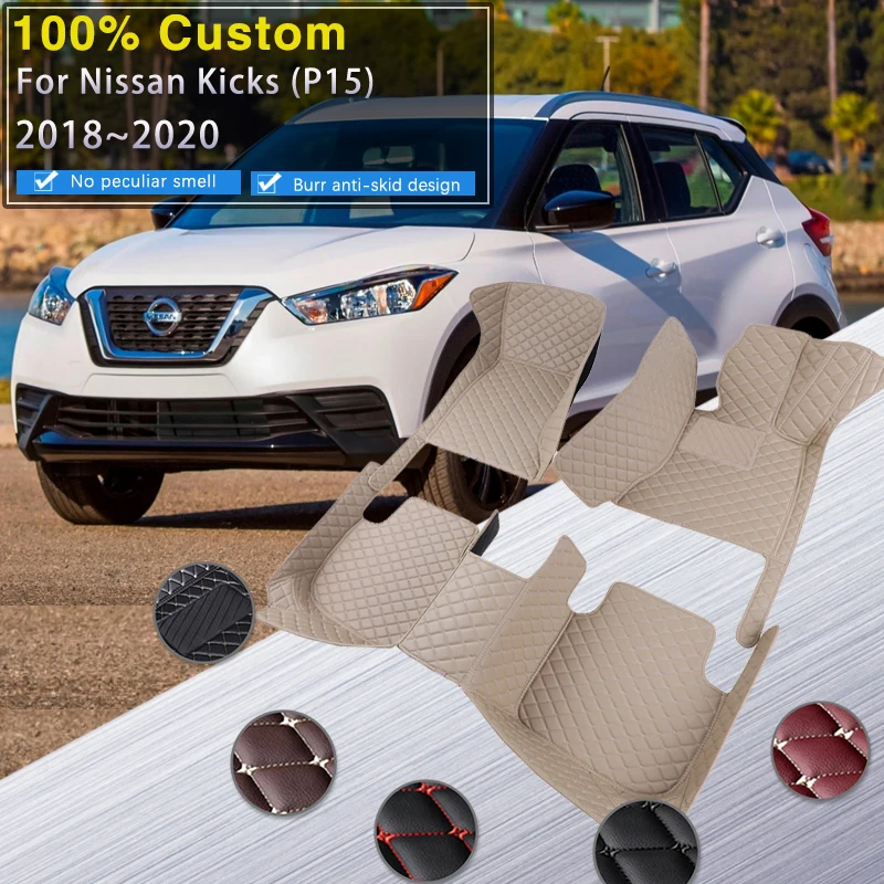 

Car Floor Mats For Nissan Kicks P15 2018 2019 2020 Carpets Luxury Leather Mat Rugs Durable Pad Interior Parts Car Accessories