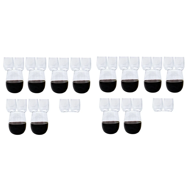 

40X Disposable Wine Glasses, Stemless Plastic Wine Glasses For Parties Wine Cups, Plastic Champagne Glasses