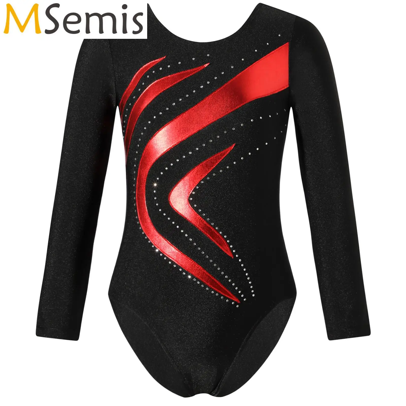 

Toddler Girls Ballet Dance Leotard Gymnastic Costume Long Sleeve Shiny Rhinestone Bronzing Cloth Slim Fit Ballerina Bodysuit