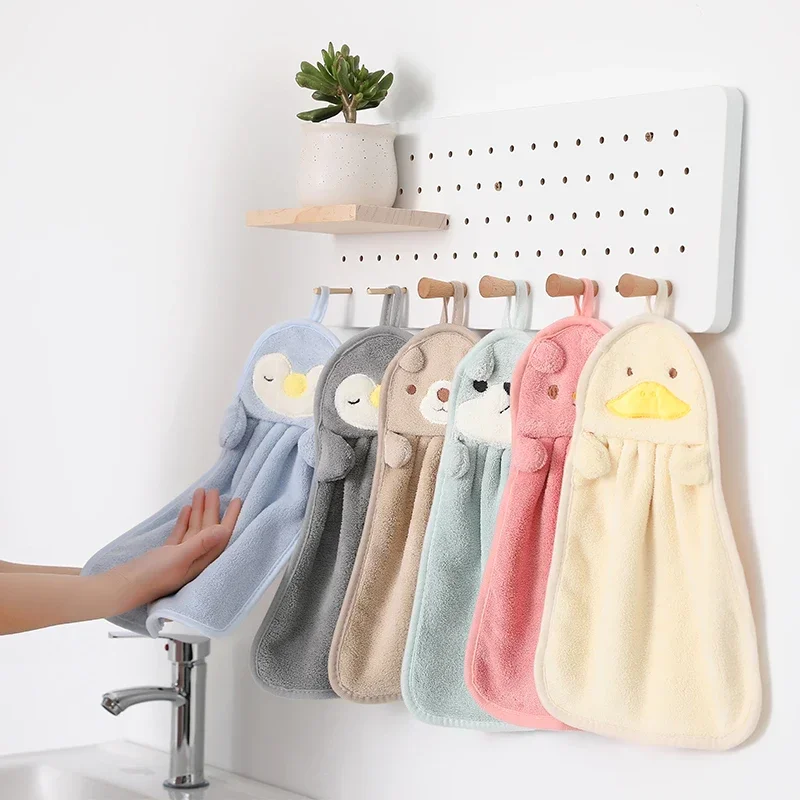 Cute Bathroom Hand Towel Kitchen Toddler Hand Towel with Hanging Ring Microfiber Absorbent Quick Dry Baby Stuff