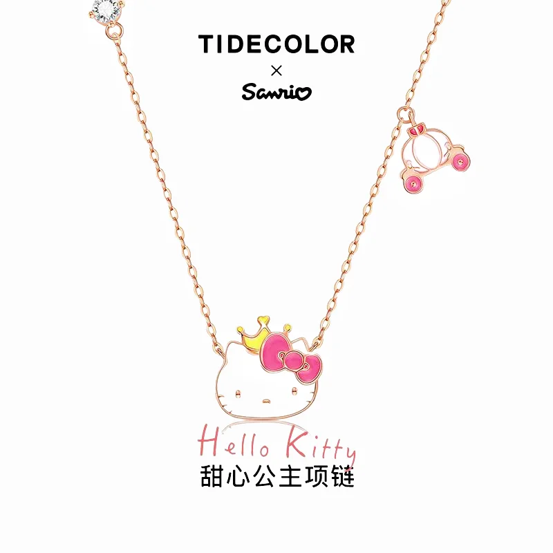 

Sanrio HelloKitty boudoir honey necklace Kawaii light luxury niche sterling silver women's jewelry birthday gift for girlfriend