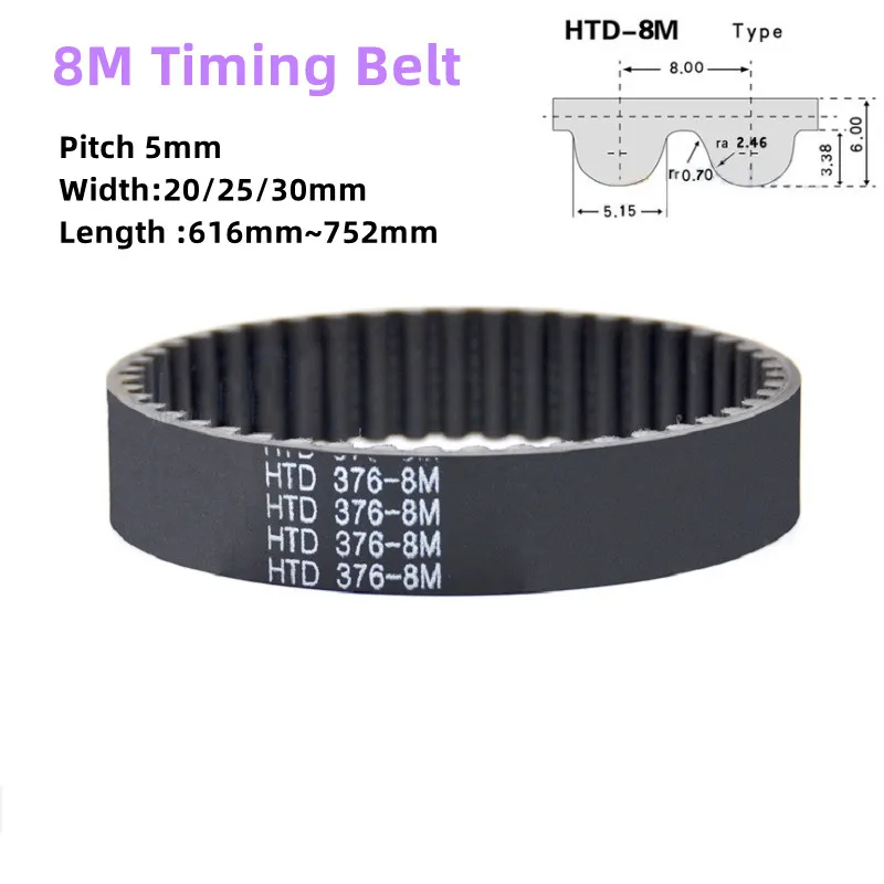 Duurzaam 2Pcs HTD 8M Synchronous Belts, C=960/968/976/984/992 Width 15