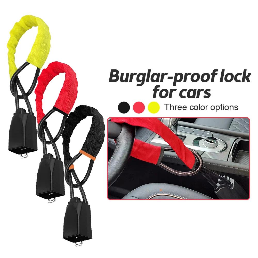 

Car Auto Lock Top Mount Steering Wheel Lock Anti Theft Security Lock With Keys Anti-Theft Devices Wheel Lock Steel Strap