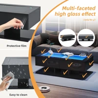 Table basse moderne et élégante avec lumières LED, table de salon avec tiroirs, table basse avec lumière LED, plateau en verre, noir 2