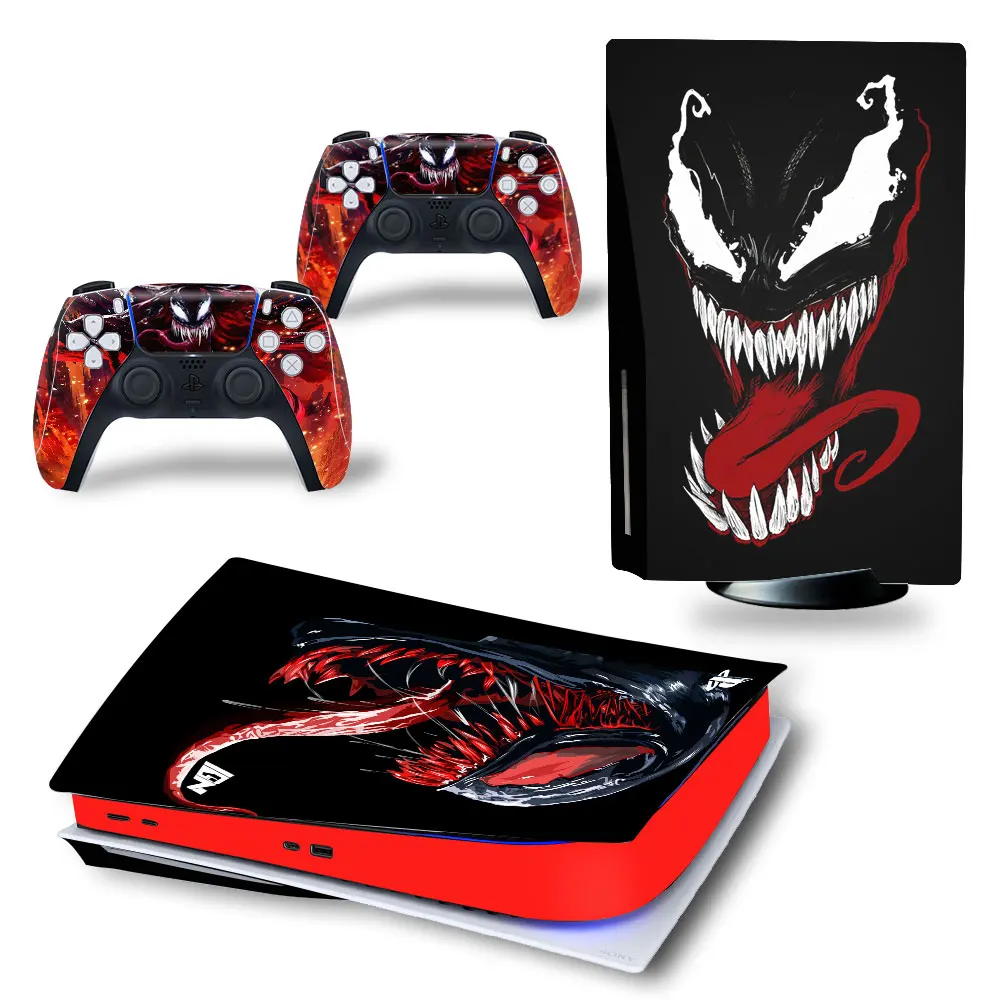 Marvel Venom PS5 Disc Edition Skin Sticker Cover Decal for PlayStation 5 Console and 2 Controllers PS5 Disc Skin Sticker Vinyl 