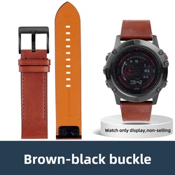 Premium Leather Quickfit Strap - Cowhide Bracelet - 26mm (Brown - black buckle)