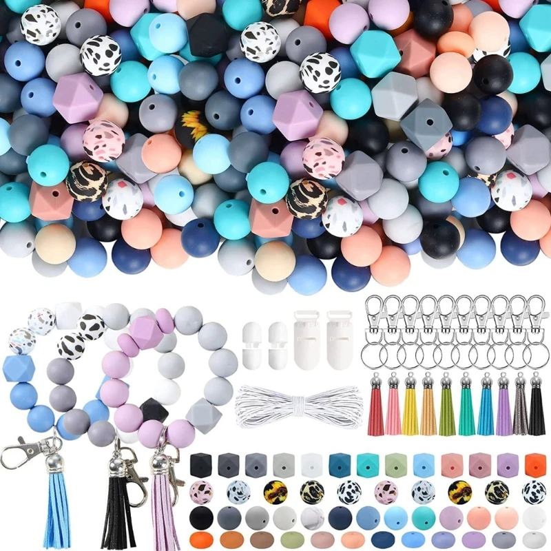 

Colorful Octagonal Space Beads 14/15mm Round Octagonal Silicone Beads Loose Beads Bulk for DIY Bracelet Pacifier Chain