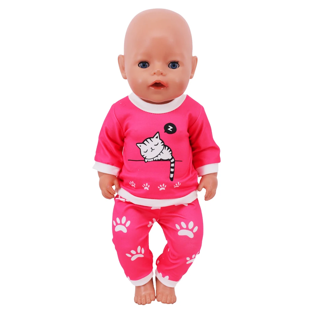 2 Stück/Set Kawaii Tier-Pyjama-Anzug für 43 cm große Babypuppen, Kleidungszubehör und 18 Zoll große amerikanische Puppen, Mädchenspielzeug unserer Generation – Detail 32