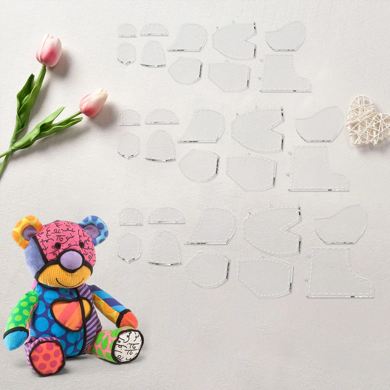 10Pc Memory Bear Template Ruler Set 10/12/15In Acrylic Memory Bear Pattern Template Sewing Quilting Ruler