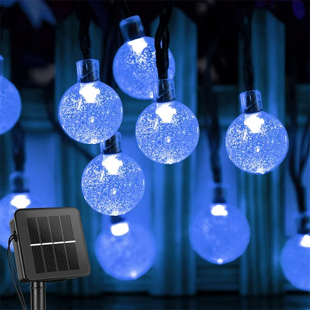 best outdoor solar lights Solar String Lights Outdoor 60 Led Crystal Globe Lights with 8 Modes Waterproof Solar Powered Patio Light for Garden Party Decor solar deck lights Solar Lamps