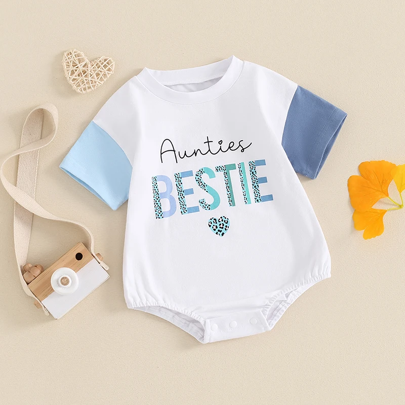 Description Picture 4 of itemBaby Girls and Boys Romper Casual Letter Heart Print Round Neck Short Sleeve Jumpsuit Summer Clothes for Infant Toddler