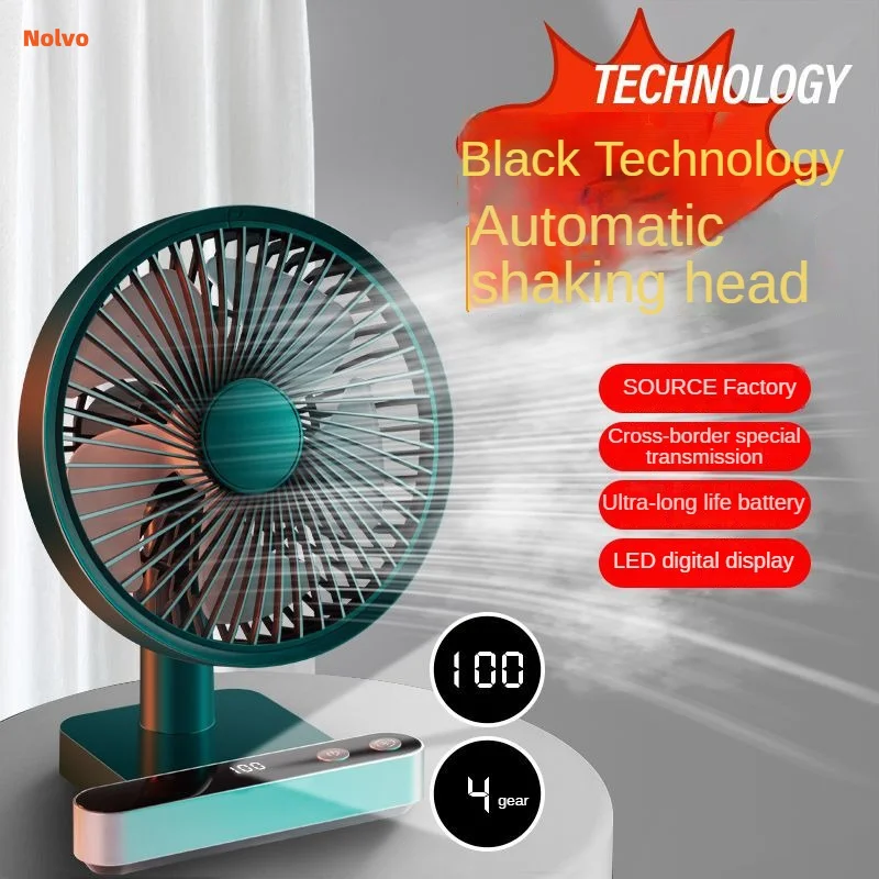 4000mAh Powerful Desktop Fan 180 °C Auto Rotation Mini Fan 4 Speed Wind Mute Adjustable Rechargeable Air Coolers For Office