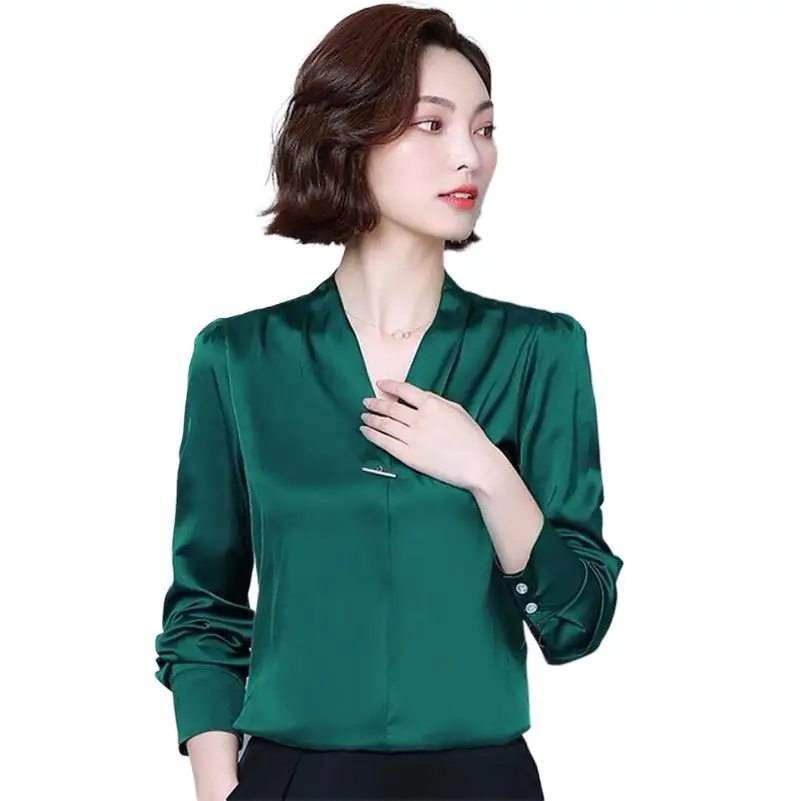 

Женский Свободный Топ с длинным рукавом, Клубная Однотонная футболка из вискозы с V-образным вырезом, модная винтажная Женская одежда, одежда для женщин, весна 2024