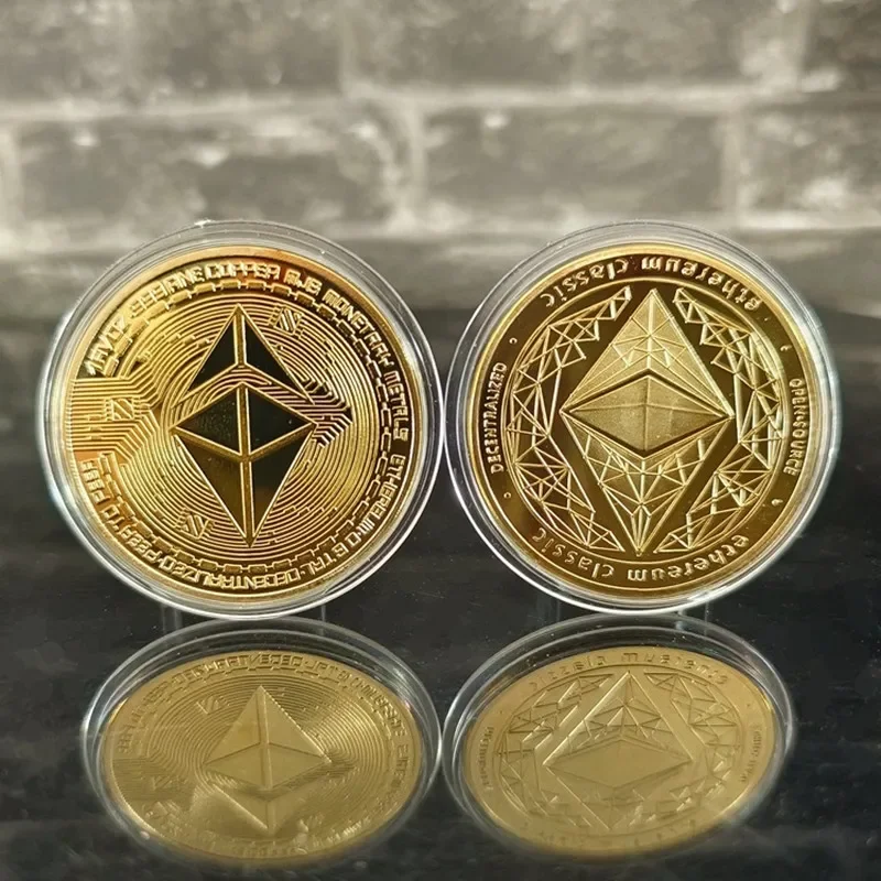 Ethereum bitcoin virtual coin commemorative medal gold plated play metal collection crafts home office decoration