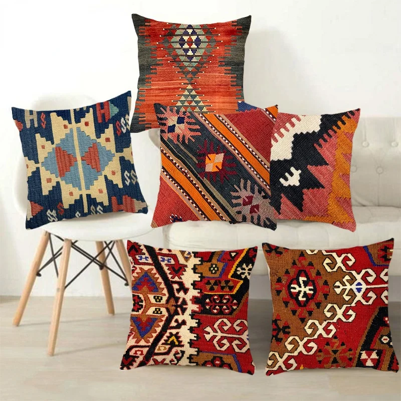 

45x45cm Bohemian Patterns Cushions Case Multicolors Abstract Ethnic Geometry Print Decorative Pillows Case Room Sofa Pillowcase