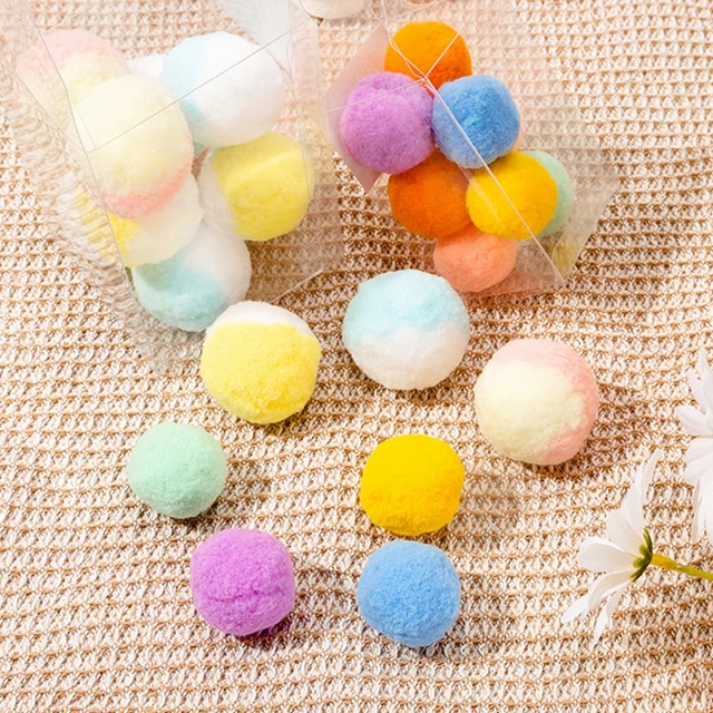 12Pcs Cat Toy Balls Soft Poms Ball Exquisite Material Pompon Ball Toy Cats Interactive Cat Toys Pet Supplies 2
