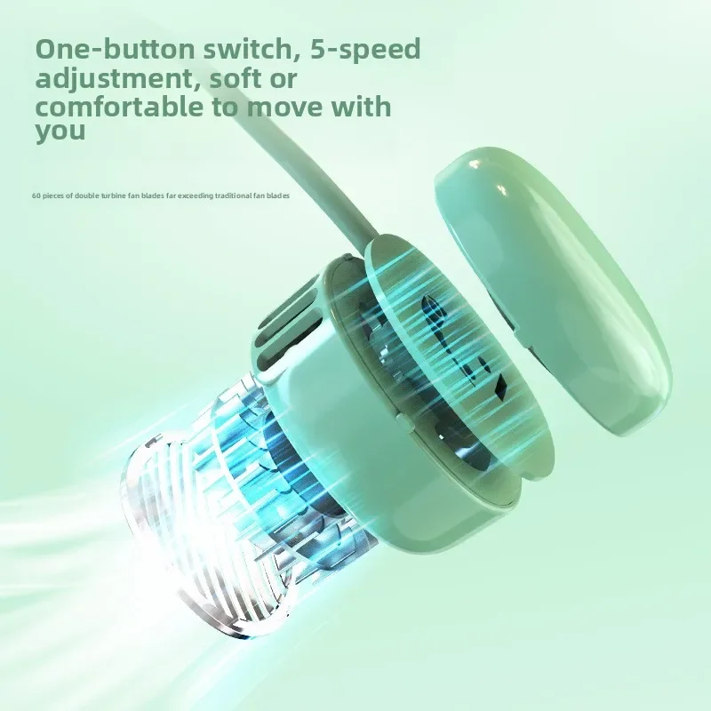 مروحة رقبة صغيرة قابلة لإعادة الشحن عبر USB؛ بلا أ...