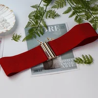 Women Elastic Band Wide Belts Simple Down Coat Waist Belt Female Black Strap Dress Decoration Accessories Metal Buckle Waistband 5