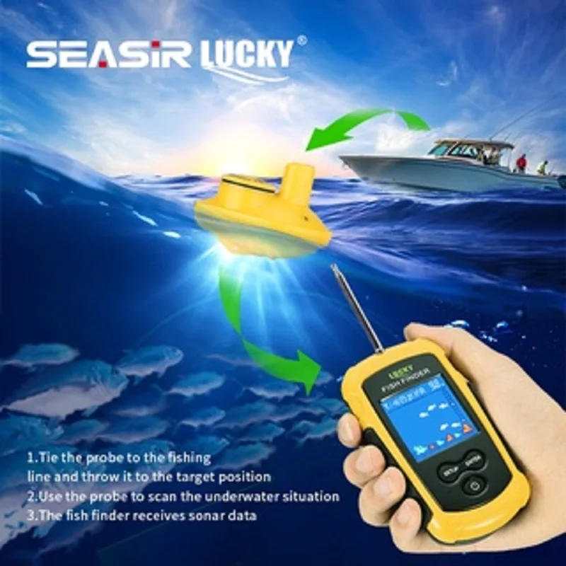 Portable Fish Finder Fishing Sonar Sounder Alarm Transducer 0.7-100m Fishing Echo Sounder