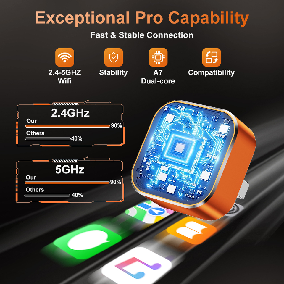 Wireless Carplay Adapter Android Auto Wired to Wireless Dongle AI Smart Box Automatic Connection Car Intelligent Systems