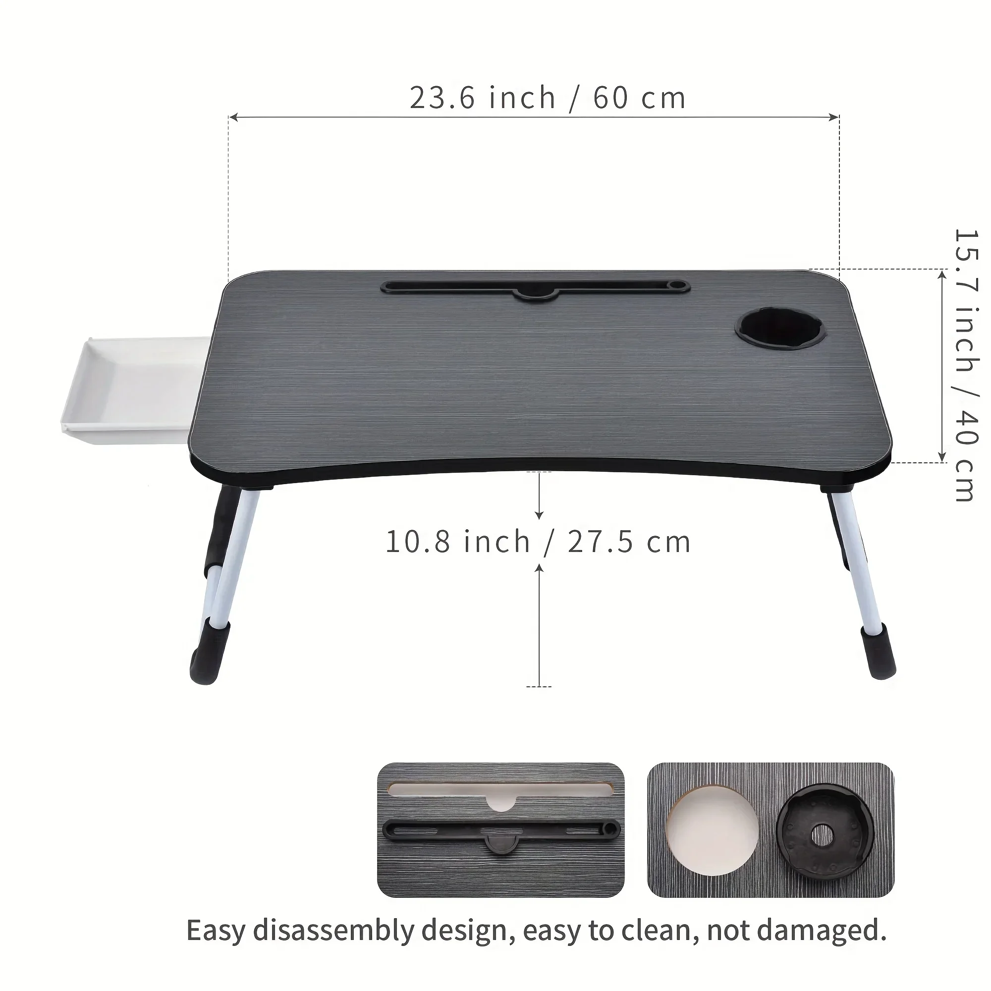 Laptop Bed Table Foldable Lap Table with Cup Holder Drawer Tablet Stand Laptop Bed Tray Portable Lap Foldable Legs