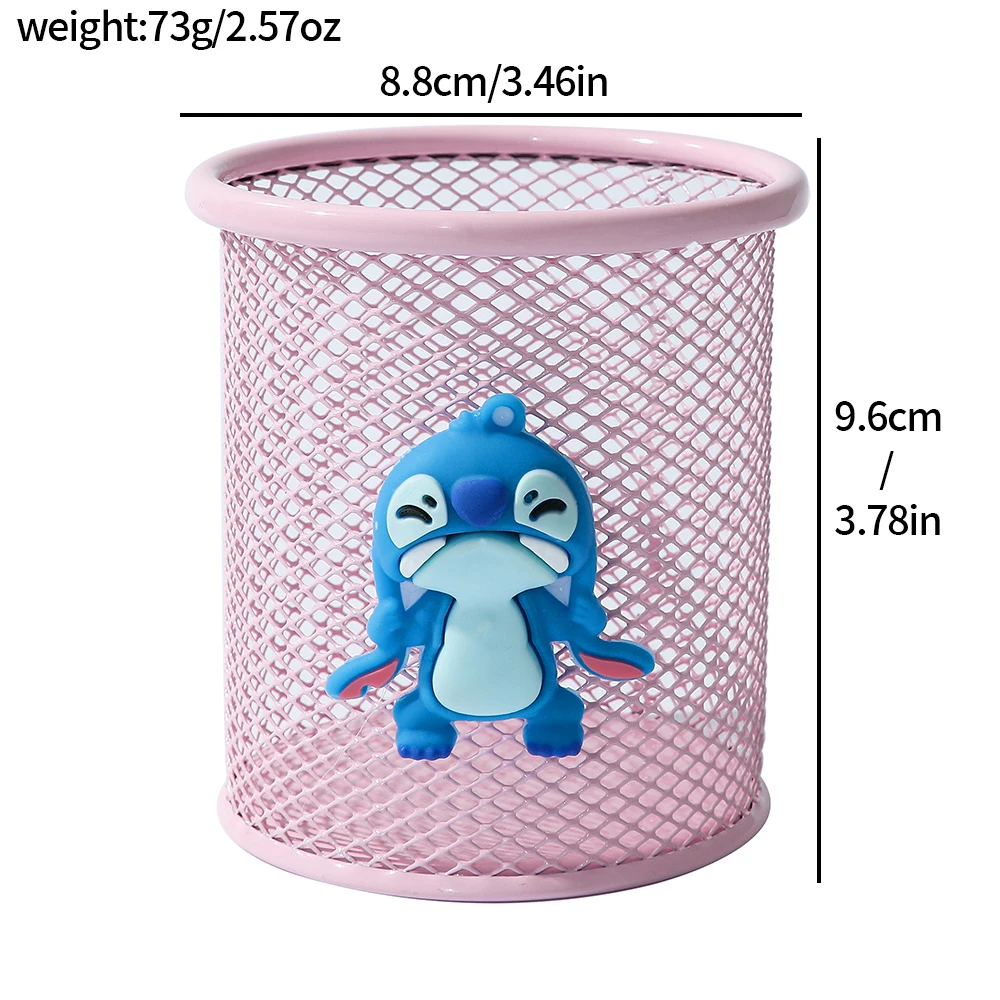 Disney Stitch Iron Mesh Notebook Cup, Pencil Box Desktop Ornament for Women and Teenagers' Offices and Schools 6