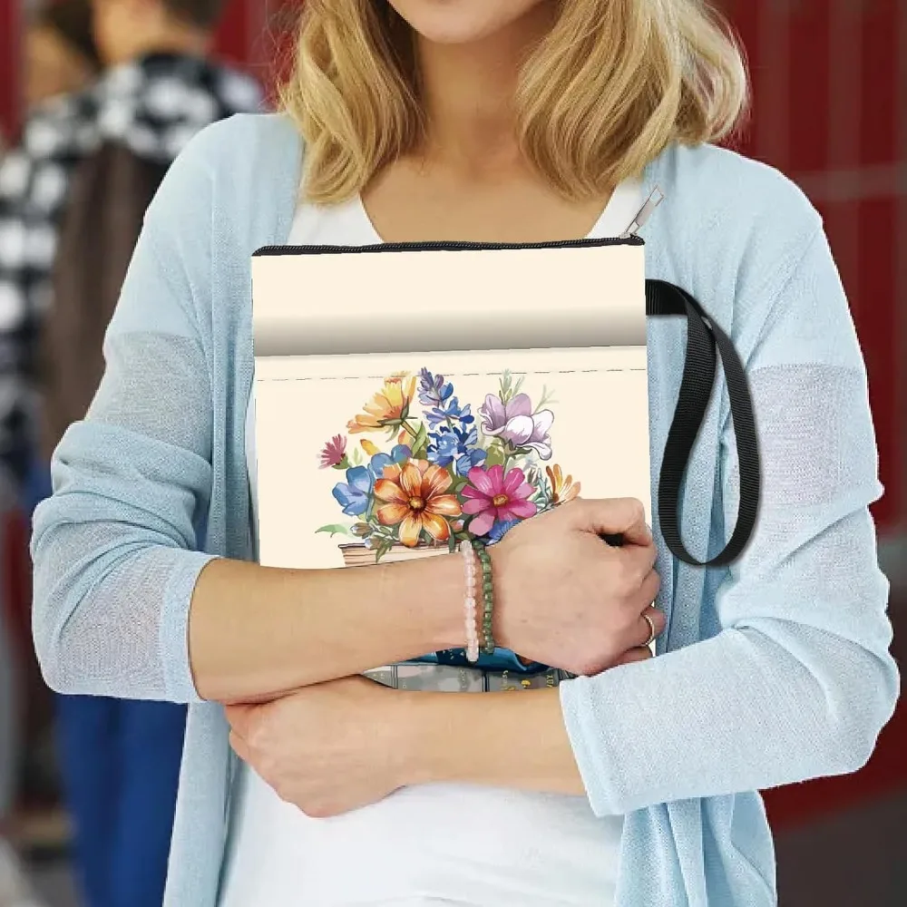 Book Pattern Book Covers Flower Protector Sleeve Paperbacks Washable Fabric Cloth Cover Zipper