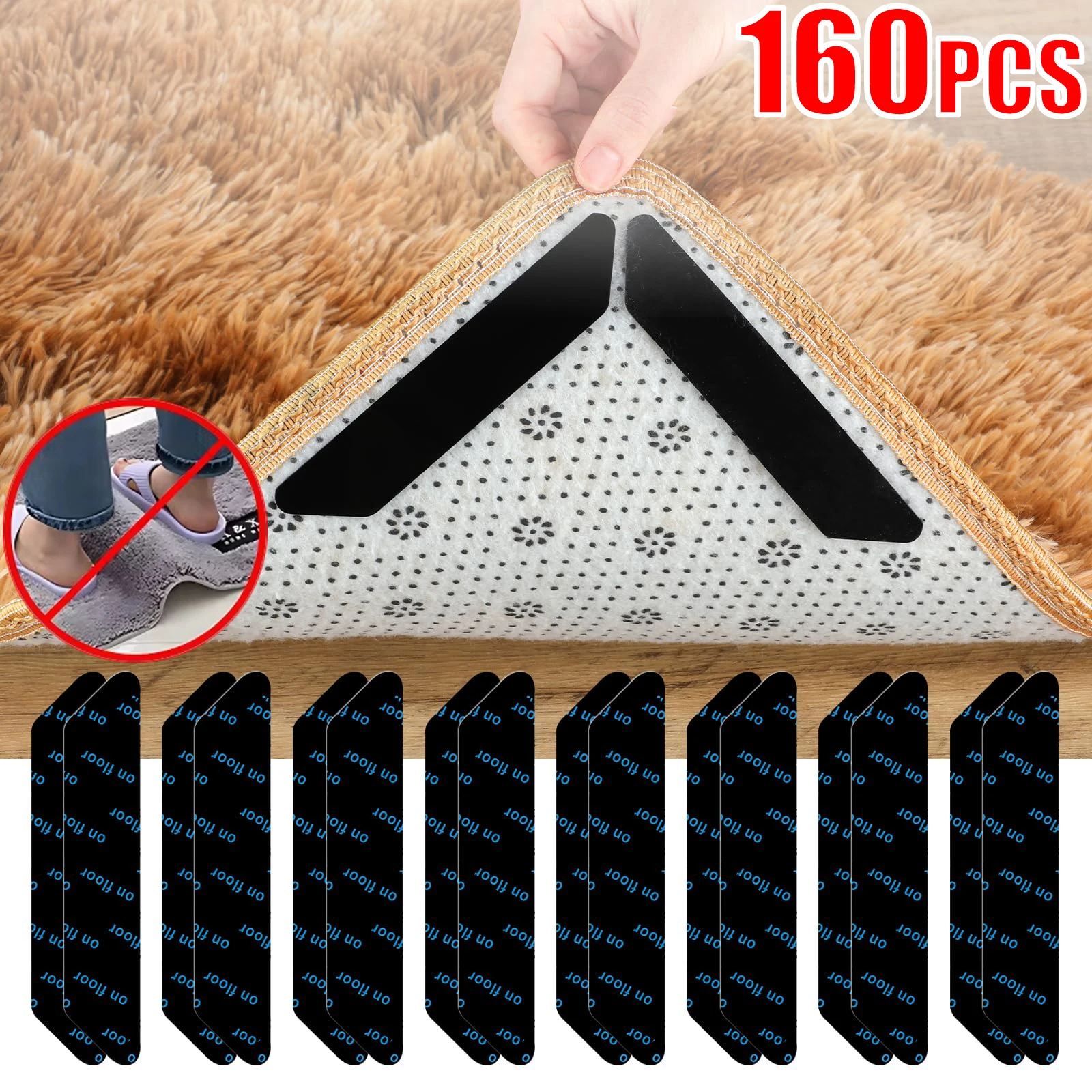 Double Sided Anti Slip Rug Grippers Reusable Carpet Anti Curling Carpet Patch Sticker Floor Rug Mat Tape Gripper Corner Pad