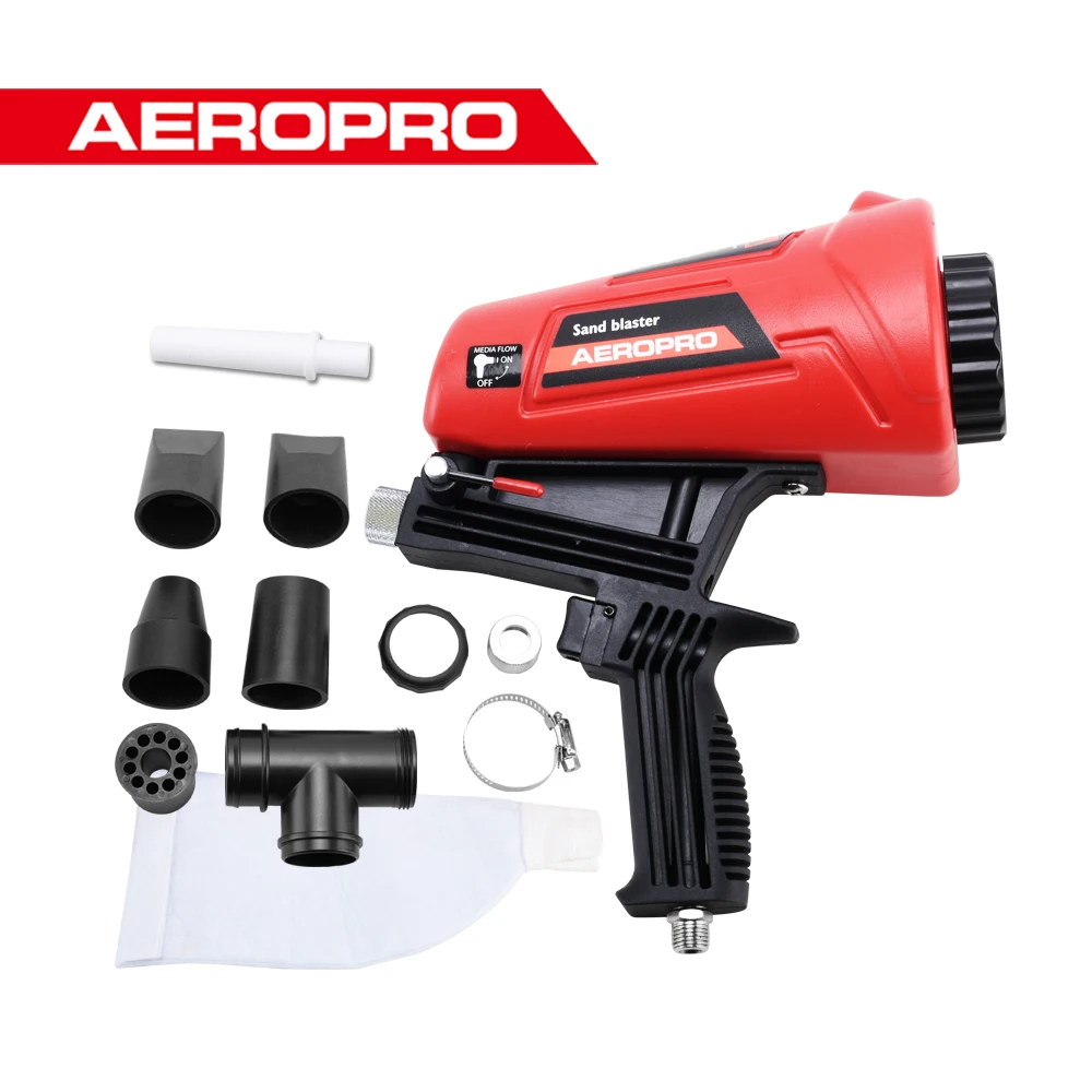 AEROPRO V-641 Gravity Sandblasting Gun Sand Blasting Spray Gun 90PSI Adjustable Sandblaster Air Tool Handheld Sand Blast Kit