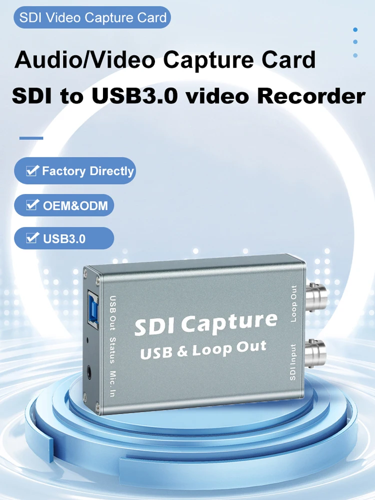 USB 3.0 SDI Game Video Capture SDI to USB Video Recorder Card Grabber Device for Live streaming Broadcast Adapter Mini Converter mini usb 2 0 audio video capture card 4k hd 1 way hdmi compatible to usb 2 0 1080p acquisition card converter for computer white