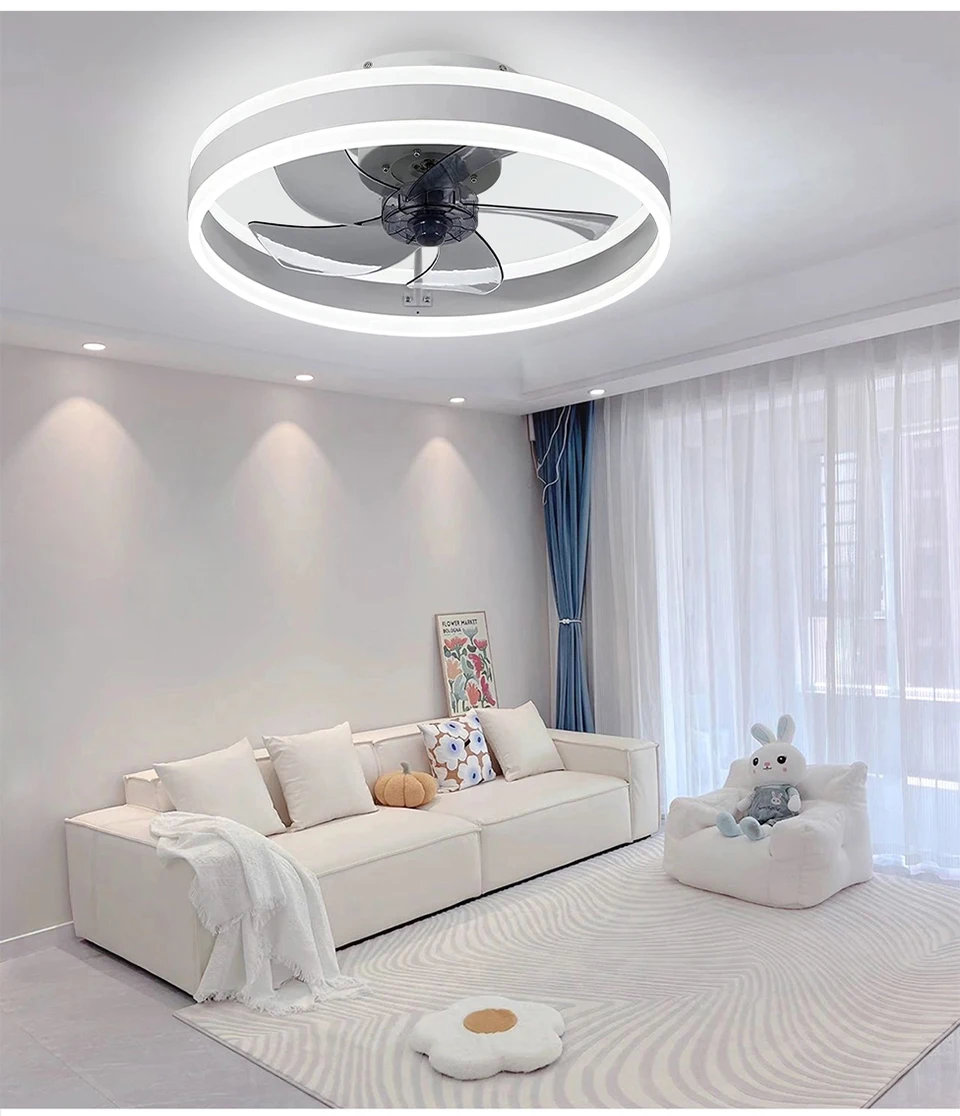 Ceiling Fan 6 Speed Modern Remote Control with Light Reversible Dimmable Suitable for Living Room Bedroom