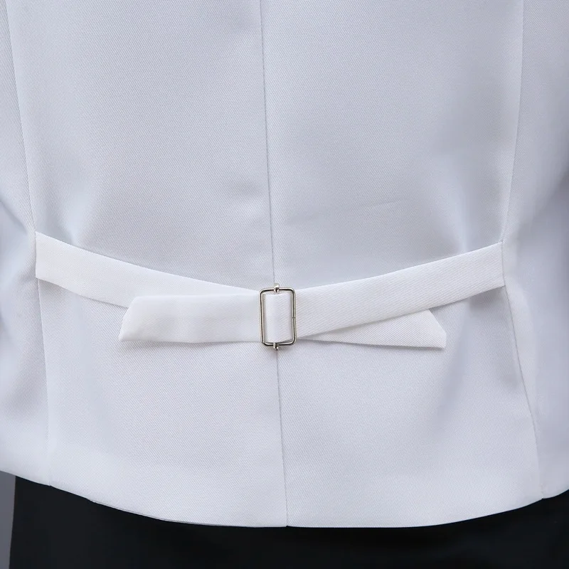 Fashion Suit Vest for Wedding Tuxedo Suits Men's White Black One Piece Formal Waistcoat Party Stage Performance Suit Vest 4