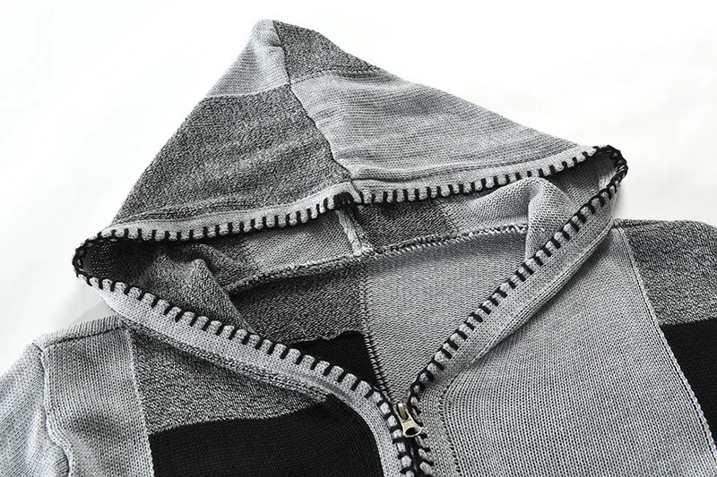 Autumn and Winter 2022 New Men's Long Sleeved Hooded Round Neck Cardigan Sweater Coat Hooded Knitting Sweater