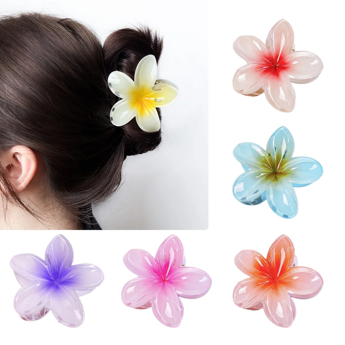 2025 New Vacation Egg Flower Hair Clips Hawaii Beach Claws Bohemian Hairpin for Girls Women Hair Claws