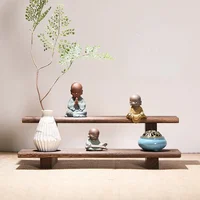 Paulownia Purple Sand Pot Storage Shelves Solid Wood Chinese Desktop Ornament Dish Rack for Tea Set Cup Holder 1