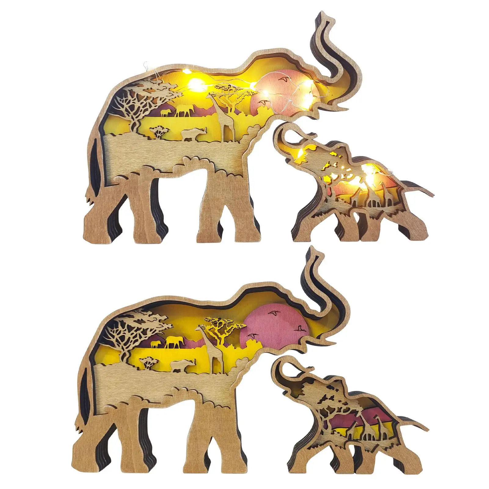 

Carved Wooden Elephant Decorations Innovative Home Decoration Sculpture Craft Exquisite Artistic Ch