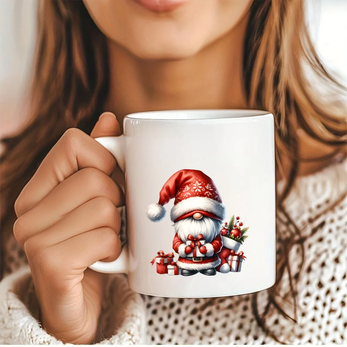 DTF Transfer Sticker 12pcs Christmas Winter Santa Claus Gnome UV DTF Cup Wrap Transfer Sticker Glass Coffee Mugs Decoration Xmas Greeting Cards Decal