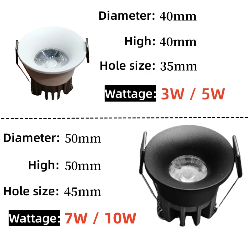 Recessed Ceiling Spotlight Dimmable Mini 3W5W7W10W embedded sky light LED downlight COB spotlight AC110-220V bedroom cabinet interior lighting led downlight recessed ceiling spotlight ceiling lamps
